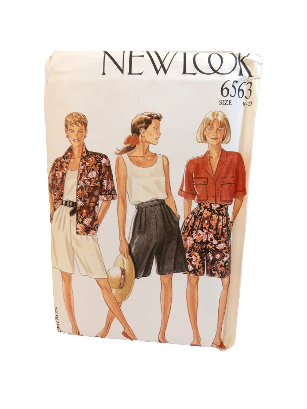 New Look 6563 1980s Y2K Sewing Pattern Womens Size 8 20 Blouse Shorts Jacket